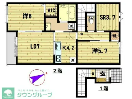 アムール久喜A棟(2SLDK/2階)の間取り写真