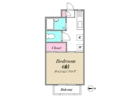 グレースハイム(1K/2階)の間取り写真