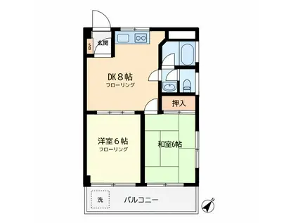 サントノーレ市川(2DK/3階)の間取り写真