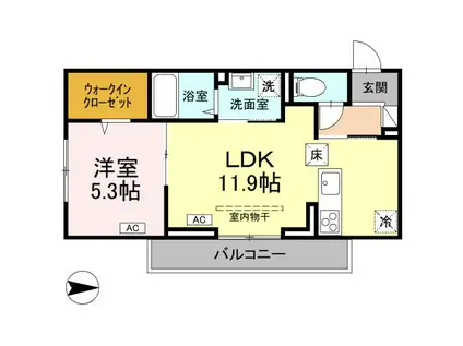 アーバンライフヒロ沖浜(1LDK/1階)の間取り写真