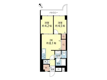 シャンボール大森(2DK/4階)の間取り写真