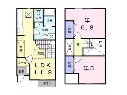 メゾン・ベル(2LDK/1階)の間取り写真