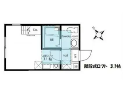 ハーミットクラブハウス菊名IIIC号棟(ワンルーム/2階)の間取り写真