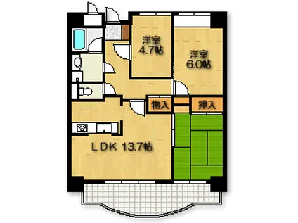 MRSHIROYAMA(3LDK/4階)の間取り写真