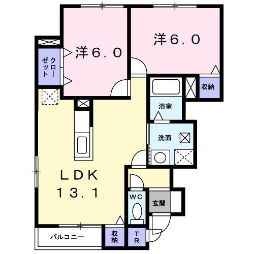 ファインヒルズ(2LDK/1階)の間取り写真