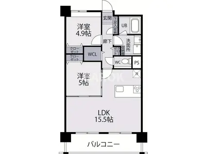 エアポート博多ワード(2LDK/2階)の間取り写真