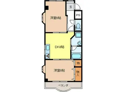 メゾン長良(2DK/2階)の間取り写真