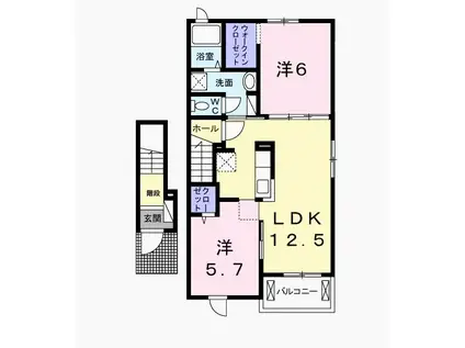 ベント ルーチェ(2LDK/2階)の間取り写真