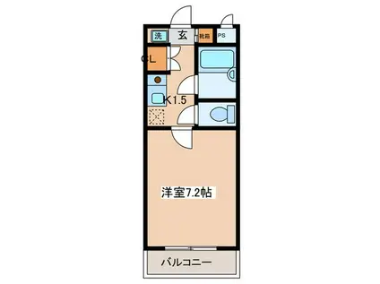 ハイヴィラ東海(1K/4階)の間取り写真