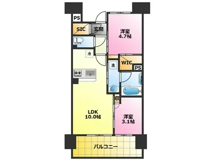 ブランシエスタ新丸子リバーフロント(2LDK/9階)の間取り写真