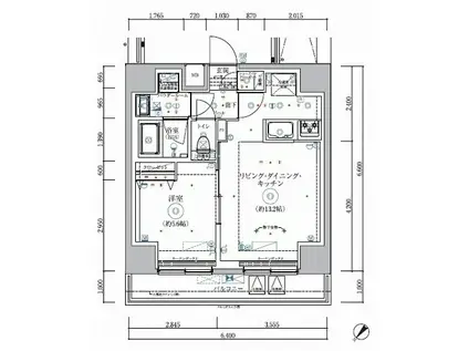 RELUXIA伊勢佐木長者町(1LDK/10階)の間取り写真