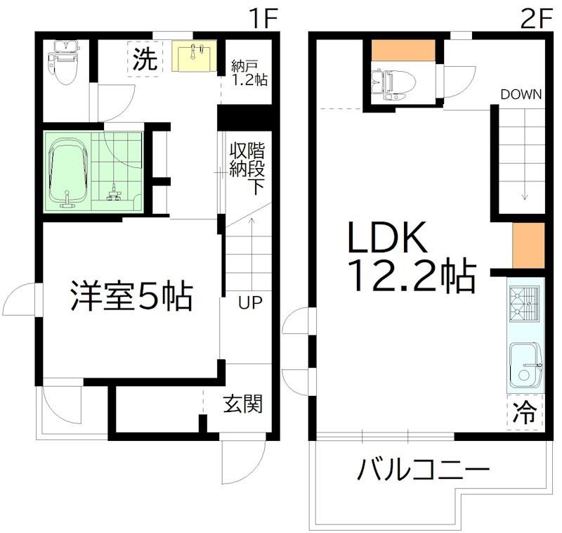 シュラインサイド下高井戸(1SLDK/1階)の間取り写真