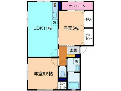 SK.SHENT(2LDK/2階)の間取り写真