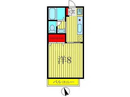 青山台ハイツ(1K/2階)の間取り写真