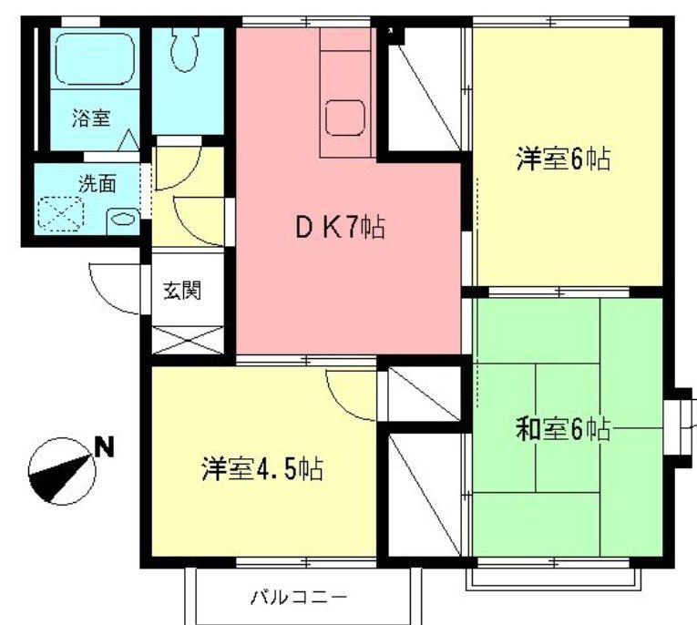 ハイツ古関(3DK/2階)の間取り写真