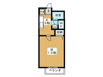 ドゥ・ソネットB(1K/1階)の間取り写真