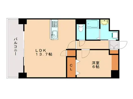 サンビーム三萩野駅前(1LDK/2階)の間取り写真