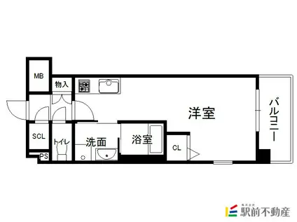 フィオーレ西新(1K/2階)の間取り写真