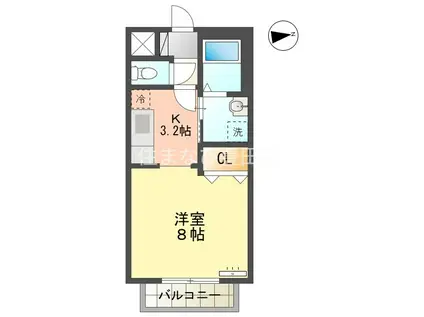 シャルムII(ワンルーム/2階)の間取り写真