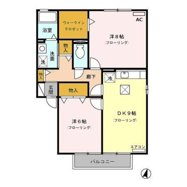 エスペランサSII(2DK/1階)の間取り写真