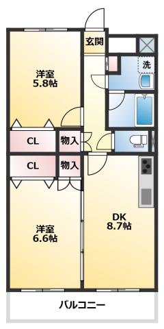 グランデハヴィーナ(2DK/3階)の間取り写真