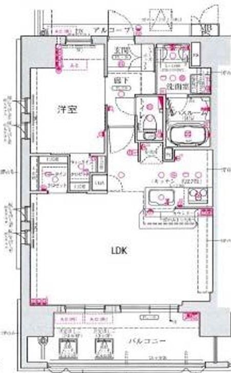 ワコーレ神戸元町IZ(1LDK/6階)の間取り写真