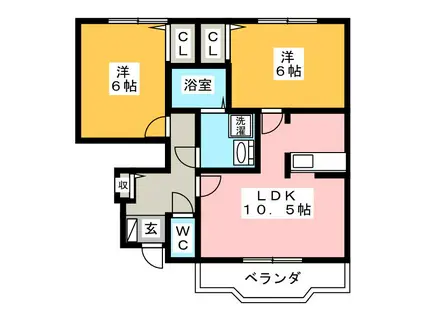 サン・プレイスB(2LDK/1階)の間取り写真