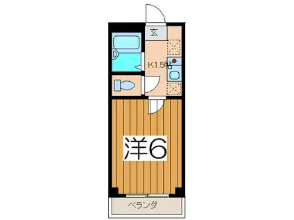 ビバリーヒルズB(1K/4階)の間取り写真