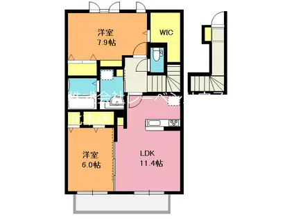 ディアコートK(2LDK/2階)の間取り写真