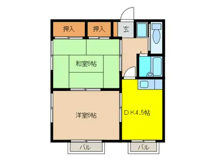 クリーンハイツ宮西(2DK/3階)の間取り写真