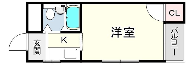 プレアール園田(1K/2階)の間取り写真