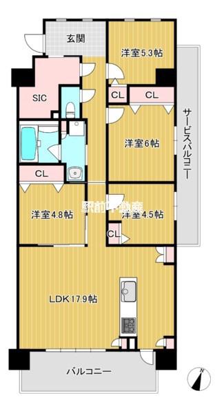 LASANTE 照葉オーシャンテラス(4LDK/9階)の間取り写真