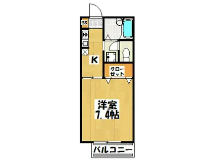 ストリーム・I(1K/1階)の間取り写真