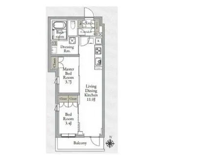 LIVE CASA千鳥(2LDK/2階)の間取り写真