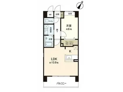 リブレストII(1LDK/6階)の間取り写真