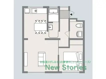 ハコニス・アパートメントA(1LDK/2階)の間取り写真