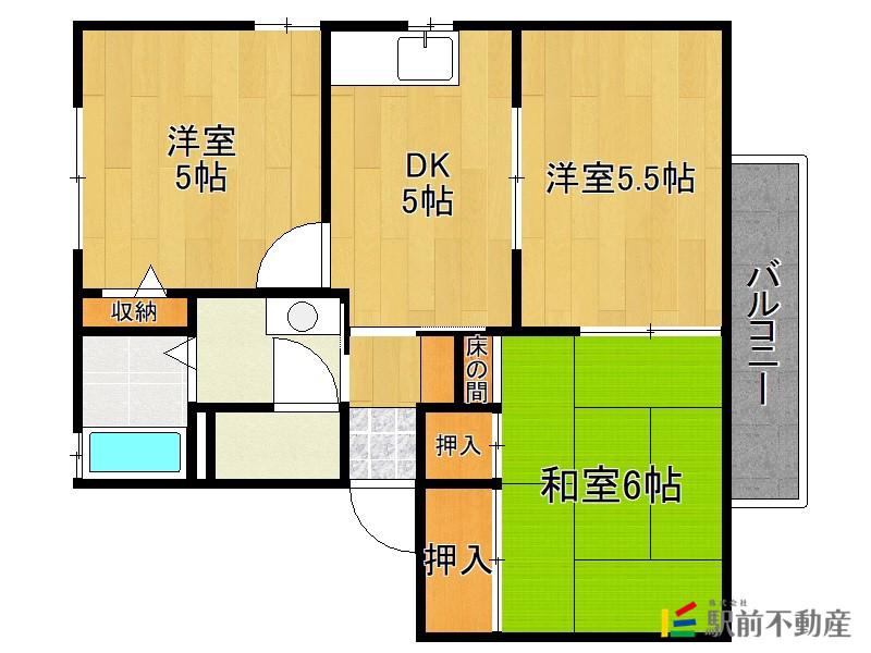 エクレールC棟(3DK/1階)の間取り写真