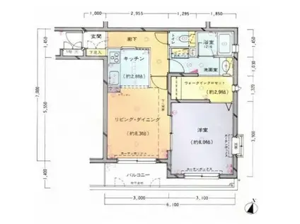 エレガンス代々木(1LDK/4階)の間取り写真