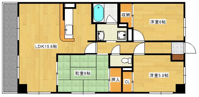 エクシード古江(3LDK/4階)の間取り写真