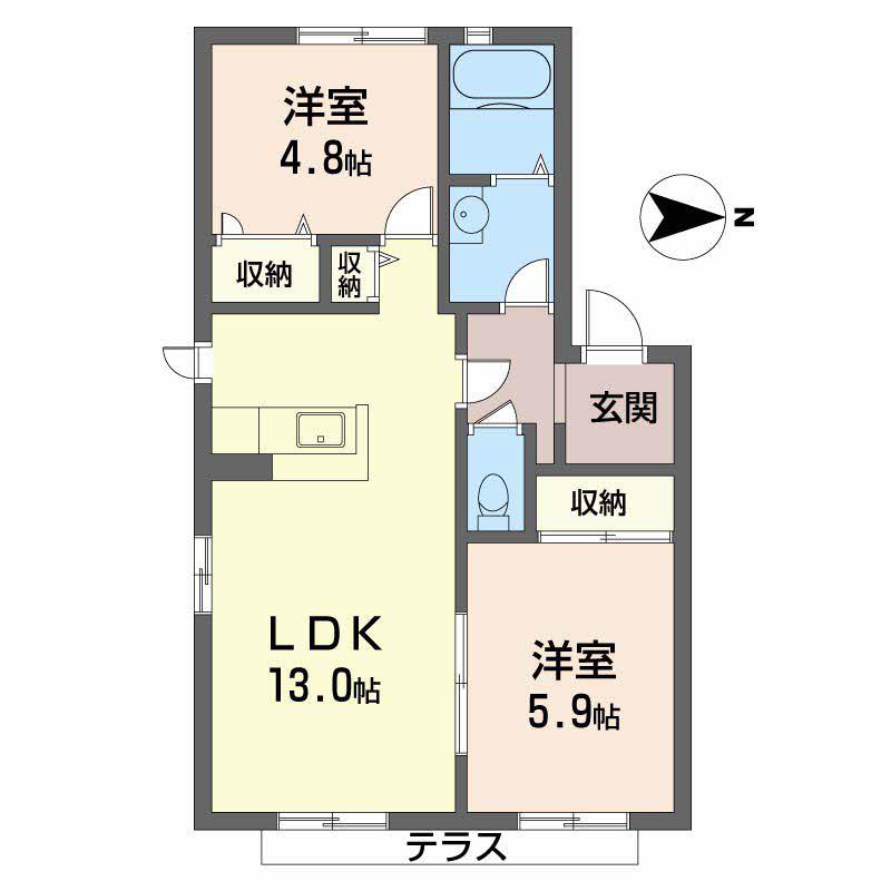 二色の浜グリーンヴィレッジ(2LDK/2階)の間取り写真