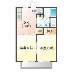 サンライフ中川(2DK/2階)の間取り写真