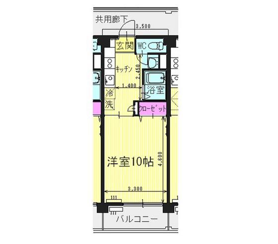 GRANVERDE南方 イースト&ウエスト(1K/5階)の間取り写真