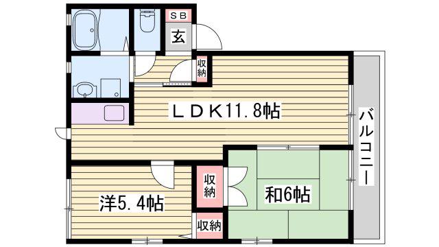 ディアス白国(2LDK/2階)の間取り写真