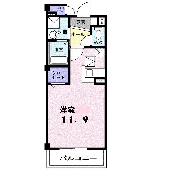 ドミールラフィネ(ワンルーム/2階)の間取り写真
