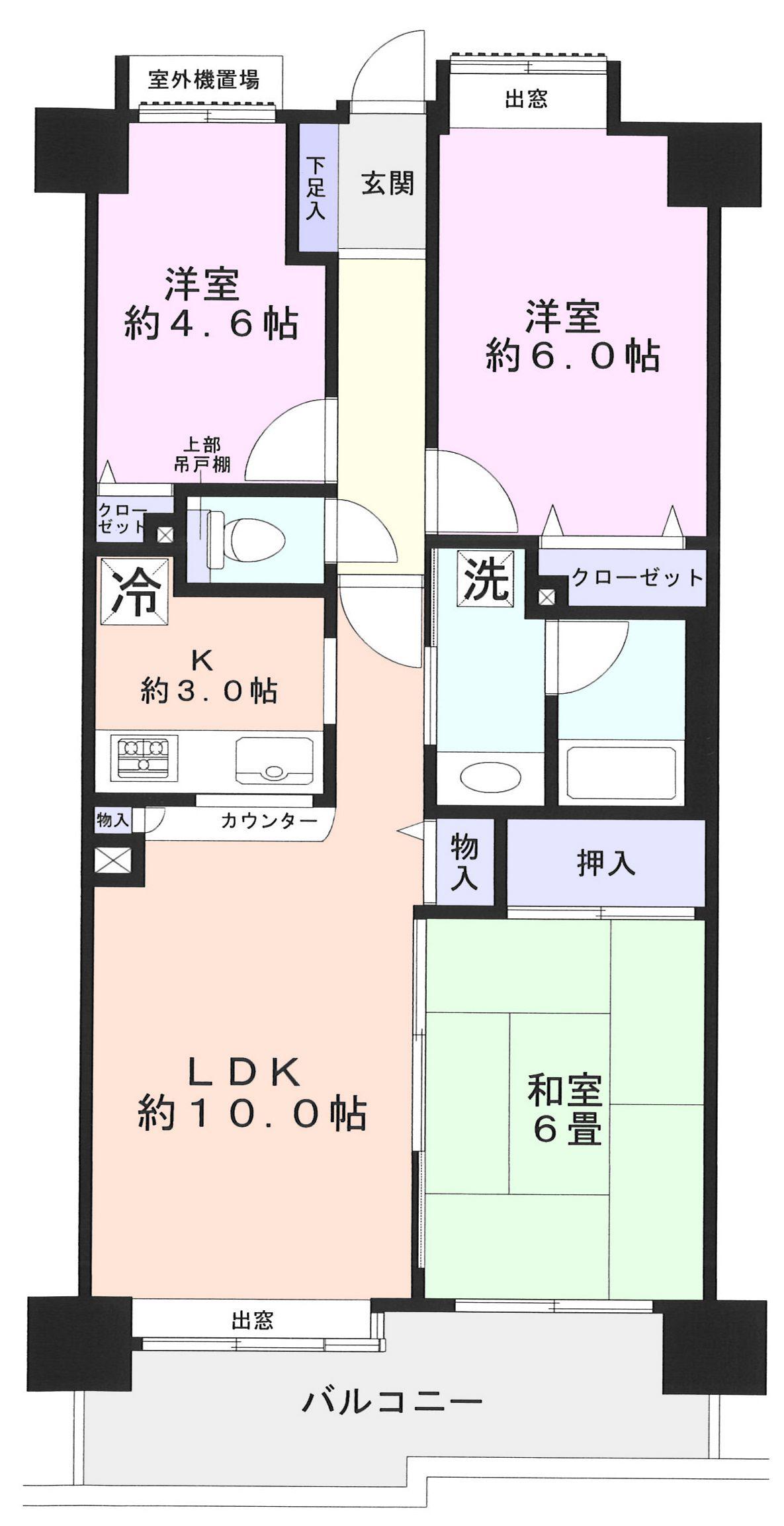 コスモ川口ガーデンスクエア(3LDK/10階)の間取り写真