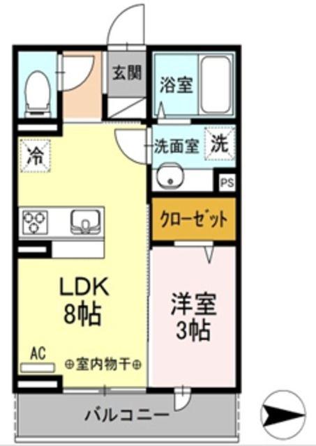 ルナマリア国立A(1LDK/1階)の間取り写真