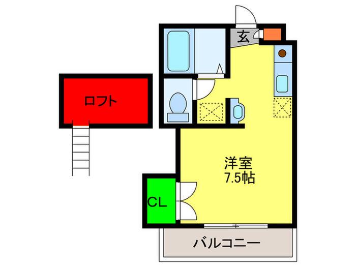ハイツ片江(ワンルーム/1階)の間取り写真