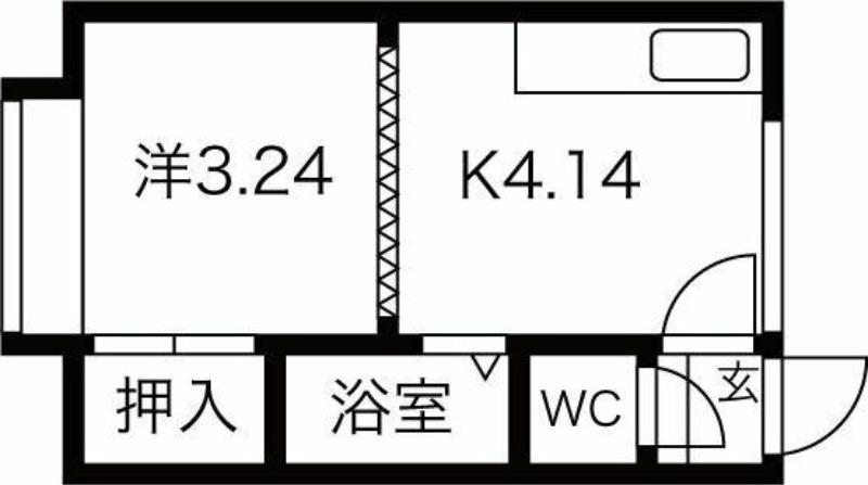 アーバンハイム B棟(1DK/3階)の間取り写真