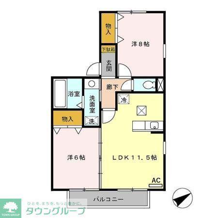 フローラ(2LDK/1階)の間取り写真