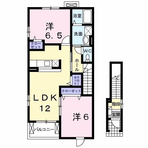 グリーンヴィレッジ(2LDK/2階)の間取り写真